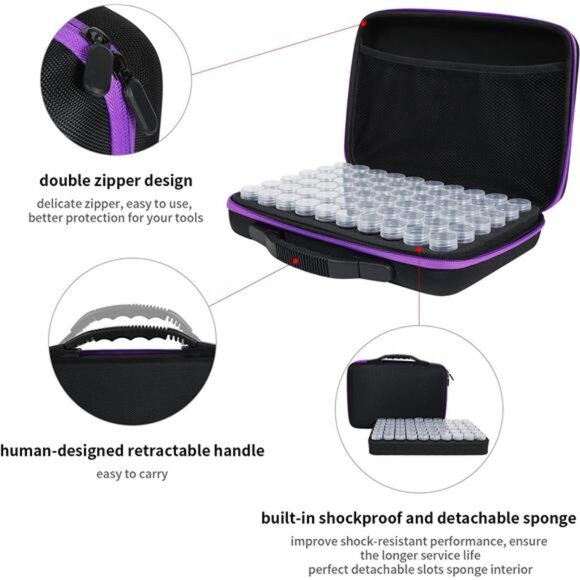 Douorgan 60-Slot Diamond Art Storage Case - Portable Organizer and Accessory Box - Picture 2 of 8